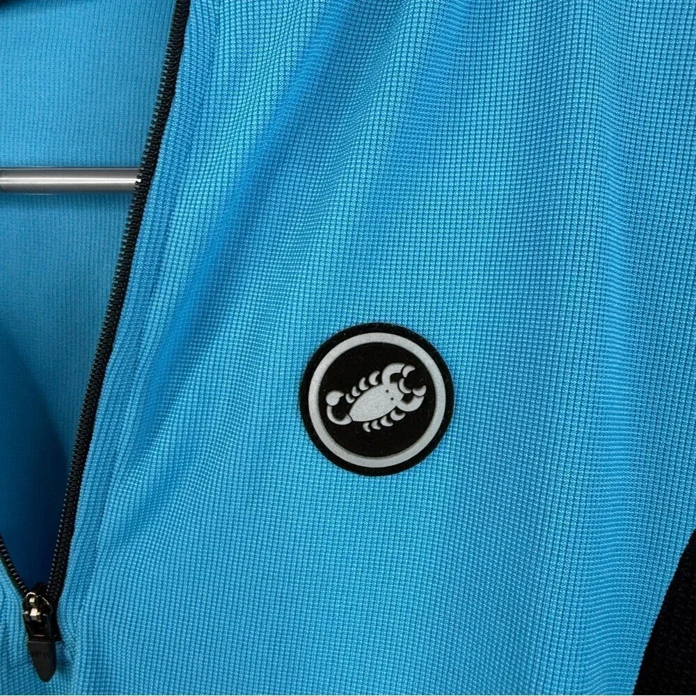 Castelli shirt polo style aqua Blue and black stretchy half zip Cycling Jersey